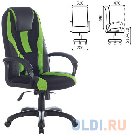 Кресло для геймеров BRABIX "Rapid GM-102" чёрный зеленый