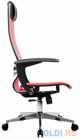 Кресло офисное МЕТТА "К-4-Т" хром, прочная сетка, сиденье и спинка регулируемые, красное фото