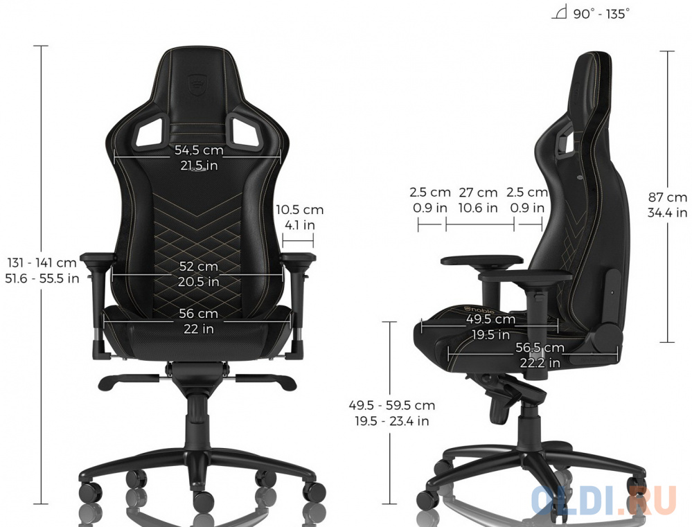 Кресло для геймеров Noblechairs EPIC чёрный золотистый NBL-PU-GOL-002 - фото 3