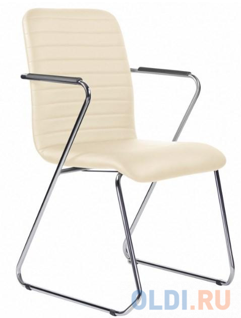 Кресло для приемных и переговорных BRABIX "Visit CF-101", хром, экокожа, бежевое, 532560