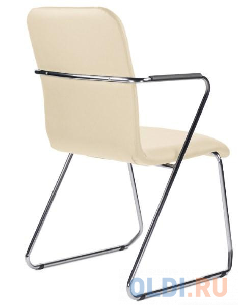 Кресло для приемных и переговорных BRABIX "Visit CF-101", хром, экокожа, бежевое, 532560 фото