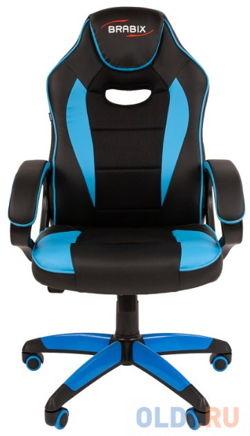 Кресло компьютерное BRABIX "Blaze GM-162", TW/экокожа, черное/голубое, 532578, 7083506 фото