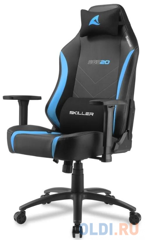 Игровое кресло Sharkoon Skiller SGS20 чёрно-синее (синтетическая кожа, регулируемый угол наклона, механизм качания)