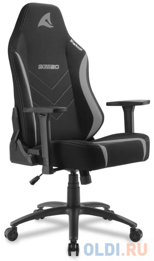 Игровое кресло Sharkoon Skiller SGS20 чёрно-серое (ткань, регулируемый угол наклона, механизм качания)