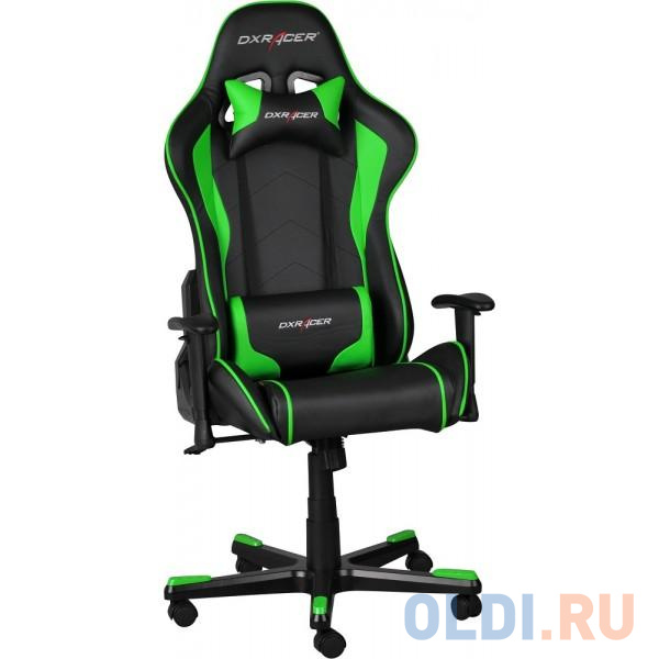 Игровое кресло DXRacer Formula чёрно-зелёное (OH/FE08/NE, экокожа, регулируемый угол наклона) OH/FE08/NE - фото 4