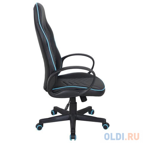 Кресло компьютерное BRABIX Flame GM-004 чёрный голубой фото