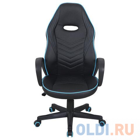 Кресло компьютерное BRABIX Flame GM-004 чёрный голубой фото
