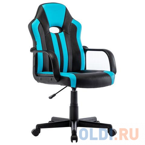 Кресло для геймеров BRABIX Stripe GM-202 чёрный с голубым кресло для геймеров brabix techno pro gm 003 чёрный серый оранжевый