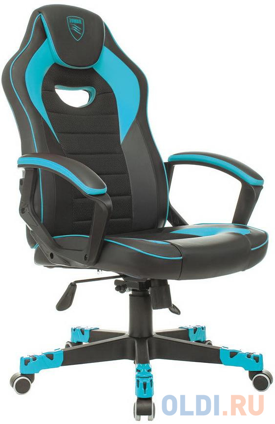 Кресло для геймеров Zombie GAME 16 чёрный голубой - фото 1