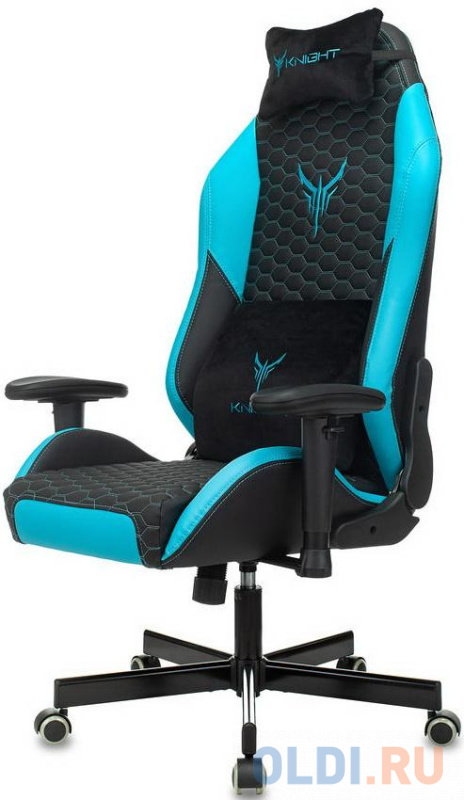 Кресло для геймеров Knight Neon чёрный голубой фото
