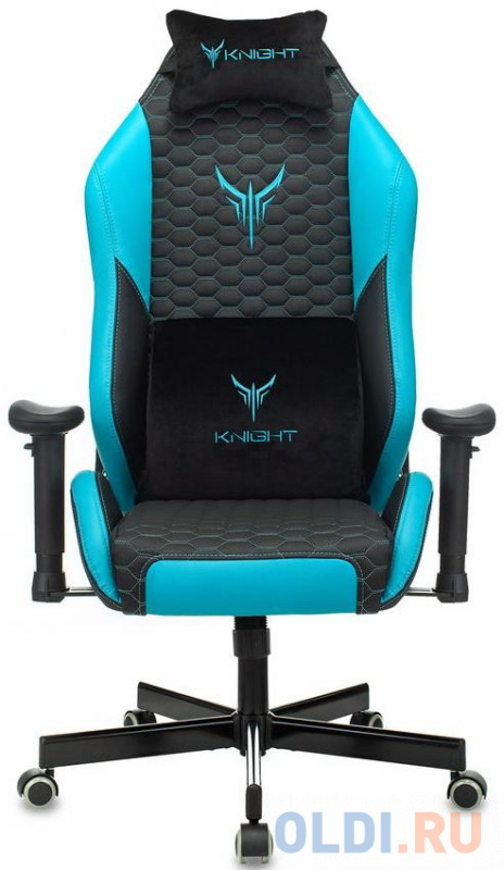 Кресло для геймеров Knight Neon чёрный голубой фото