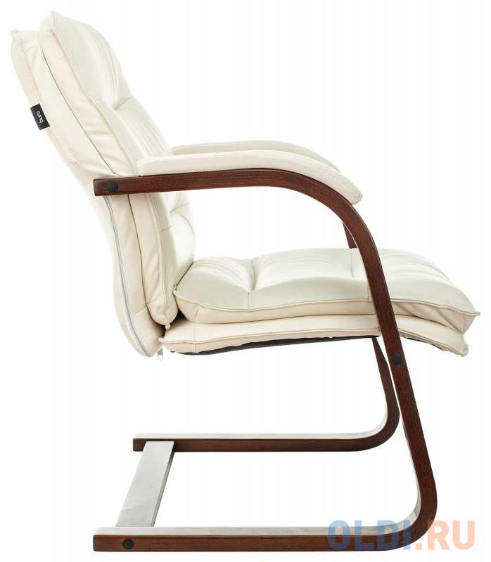 Кресло Бюрократ T-9927WALNUT-AV слоновая кость кожа полозья дерево фото
