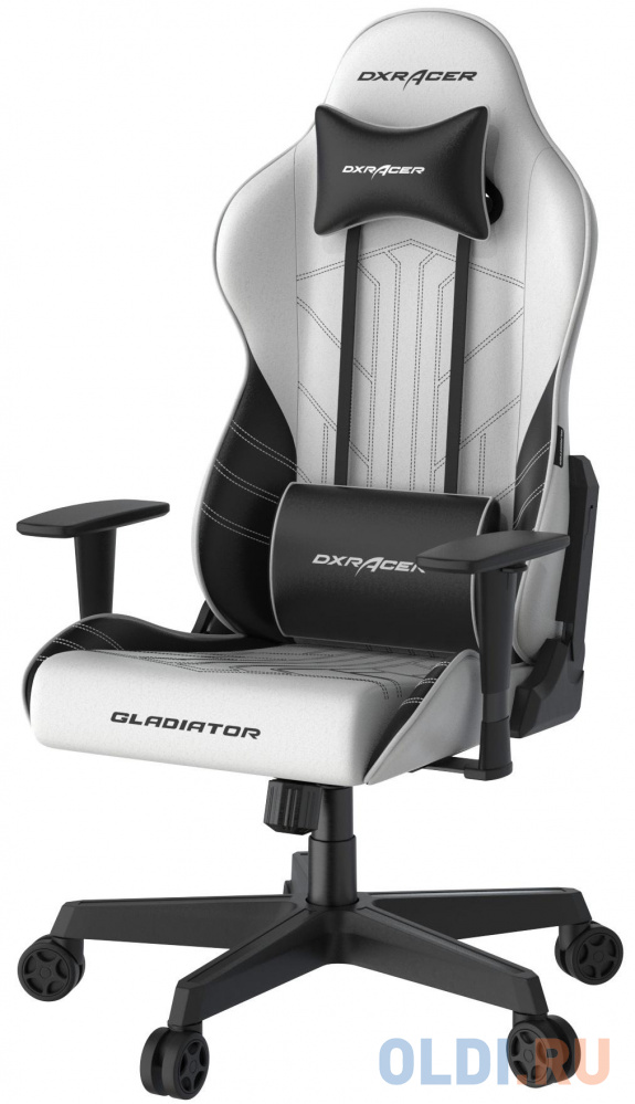 Игровое кресло DXRacer Gladiator бело-чёрное (OH/G8000/WN, кожа-PU, 3D, Топ-Ган) OH/G8000/WN - фото 6