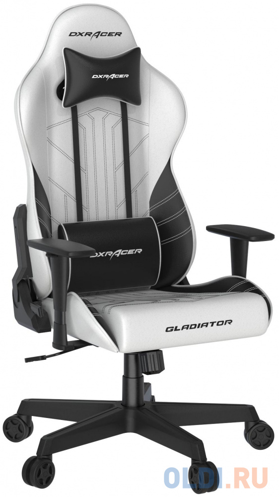 Игровое кресло DXRacer Gladiator бело-чёрное (OH/G8000/WN, кожа-PU, 3D, Топ-Ган) OH/G8000/WN - фото 8
