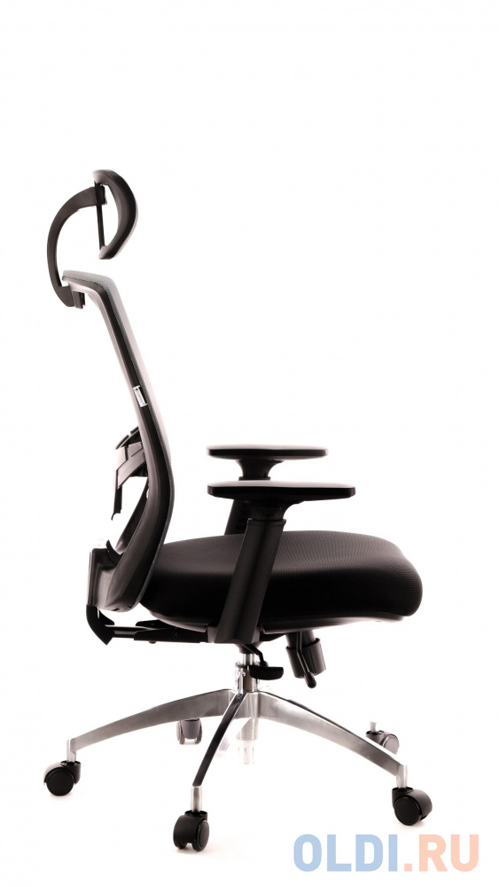 Офисное кресло Everprof Polo S серое (Акриловая сетка, ткань, хром, ролики, Механизм качания, Sipro), цвет чёрный, размер 1150-1230х700х650 мм. - фото 2