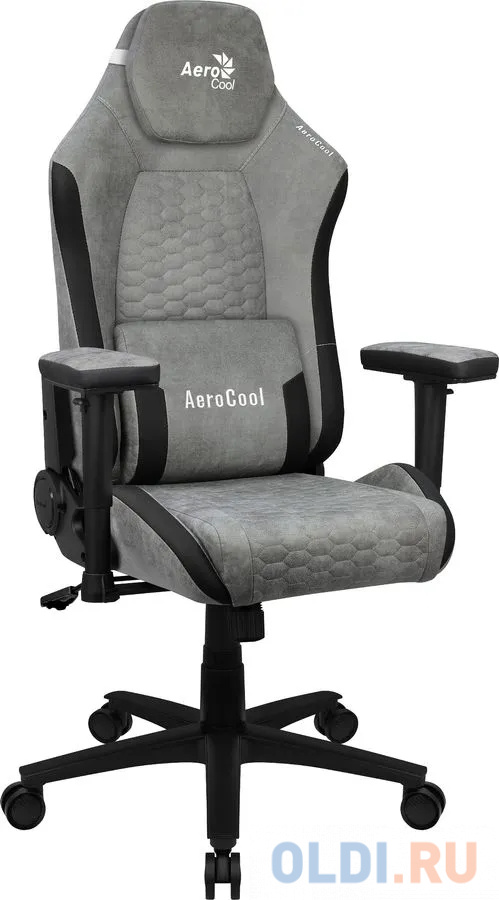 Кресло для геймеров Aerocool CROWN PLUS AeroSuede Stone Grey серый