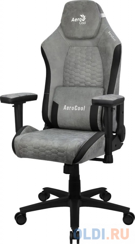Кресло для геймеров Aerocool CROWN PLUS AeroSuede Stone Grey серый фото