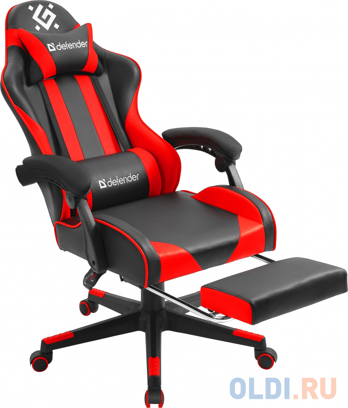 Defender Игровое кресло Rock Черный/Красный, подставка.