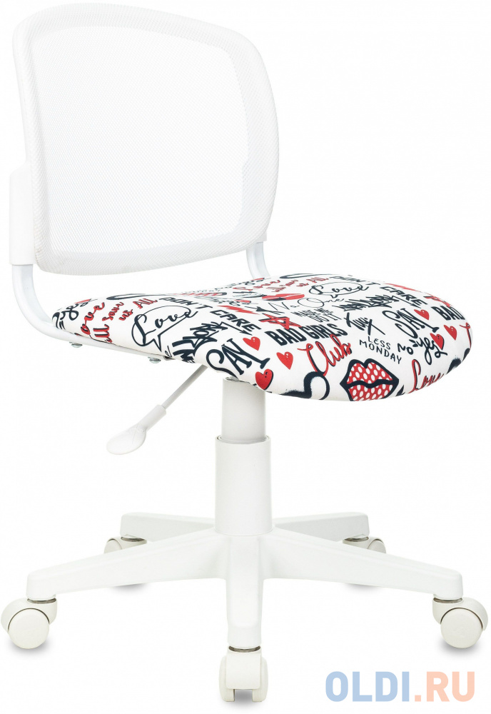 Кресло детское Бюрократ CH-W296NX белый TW-15 сиденье мультиколор красные губы сетка/ткань крестов. пластик пластик белый CH-W296NX/REDLIPS - фото 1