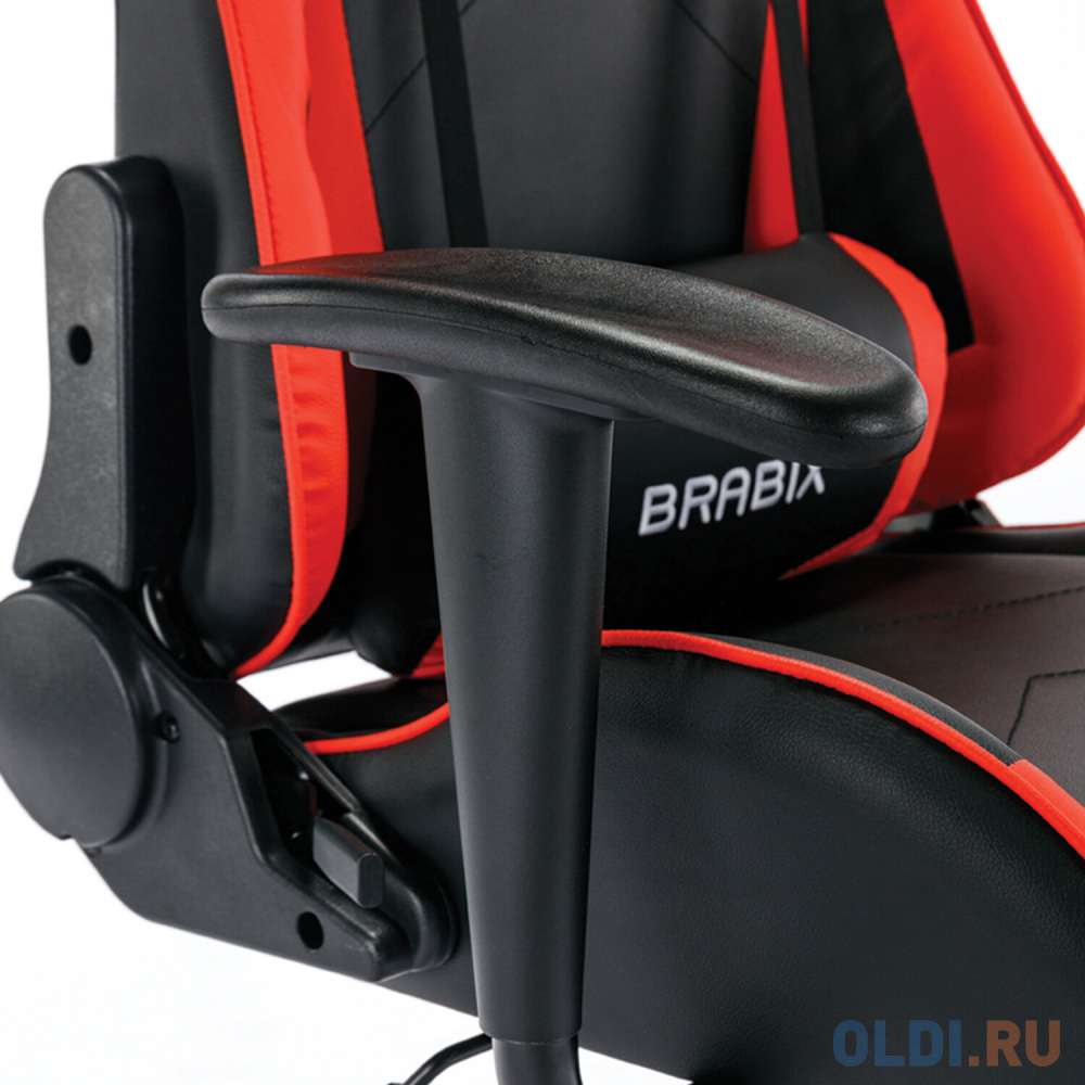 Кресло компьютерное BRABIX "Hunter GM-130", две подушки, экокожа, черное/красное, 532797 - фото 3