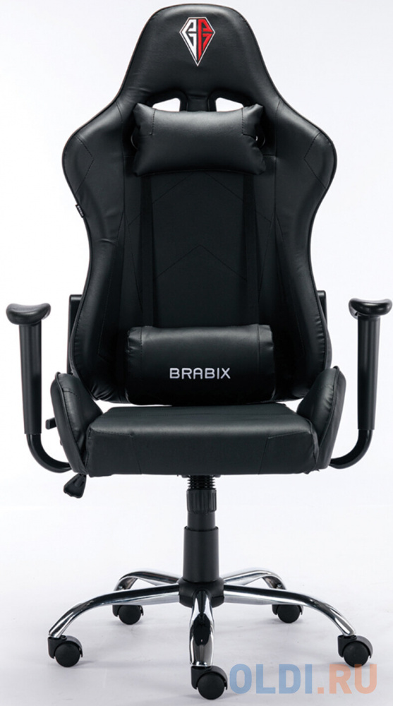 Кресло компьютерное BRABIX "Hunter GM-130", две подушки, экокожа, черное, 532798