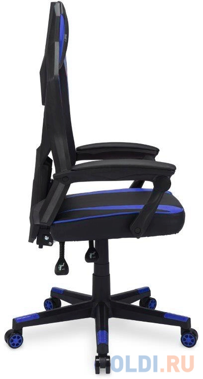 Кресло игровое Оклик -121G черный/синий сиденье черный/синий искусст.кожа/сетка с подголов. крестов. пластик черный 1987637 - фото 2