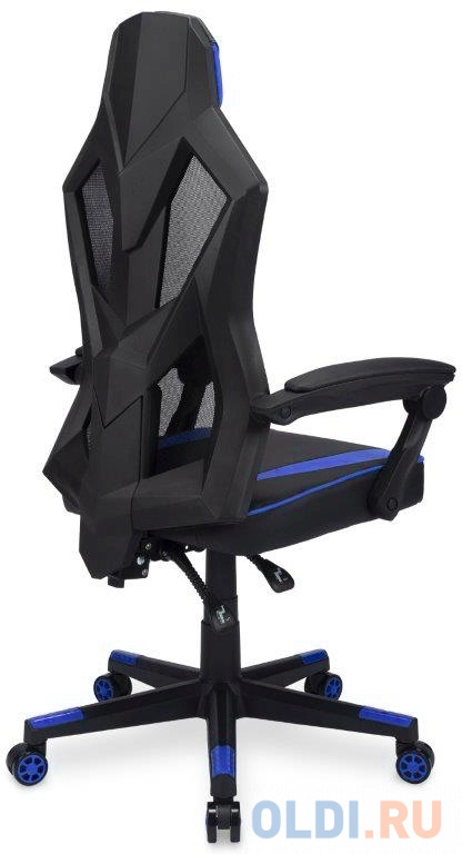 Кресло игровое Оклик -121G черный/синий сиденье черный/синий искусст.кожа/сетка с подголов. крестов. пластик черный 1987637 - фото 3