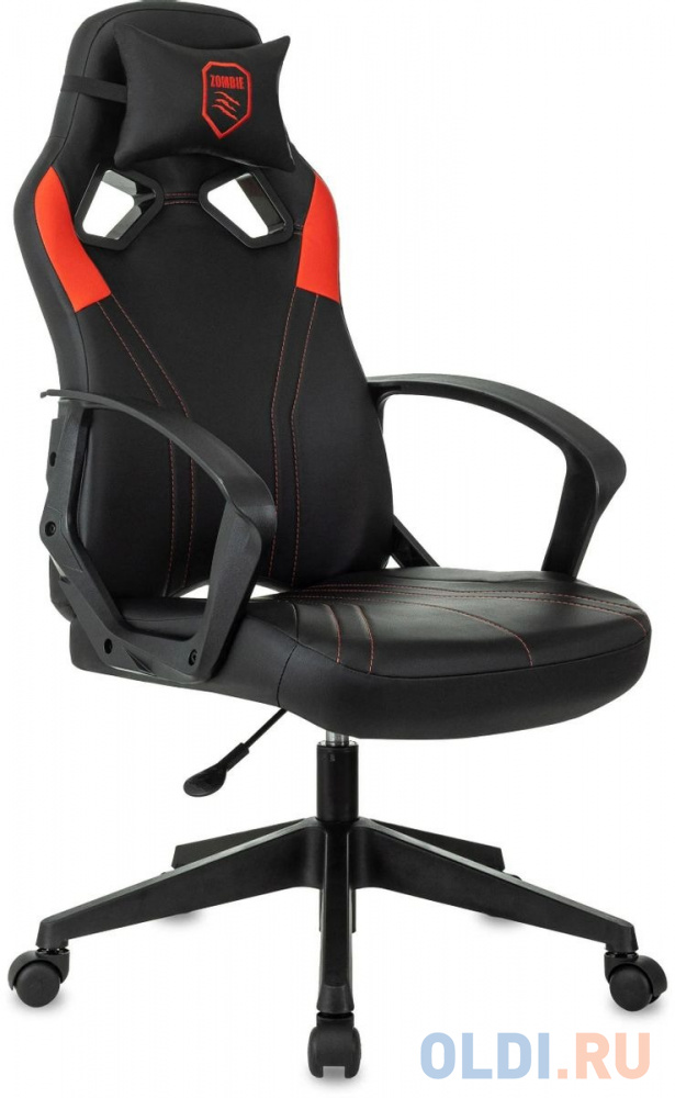 Кресло игровое Zombie 50 черный/красный эко.кожа крестов. пластик, цвет чёрный, размер 1140 х 480 х570 мм