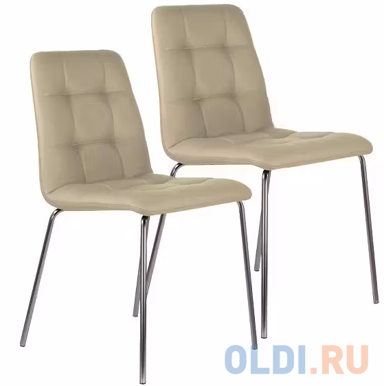 

Стулья КОМПЛЕКТ 2 шт. BRABIX "Twins CF-011", хром каркас, экокожа, бежевый, 532766