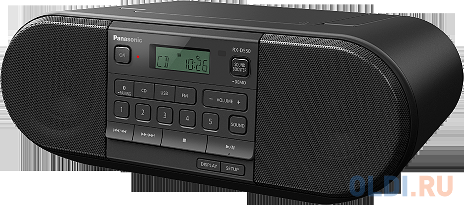 Аудиомагнитола Panasonic RX-D550GS-K черный 20Вт/CD/CDRW/MP3/FM(dig)/USB, размер 346 x 130 x 239 мм