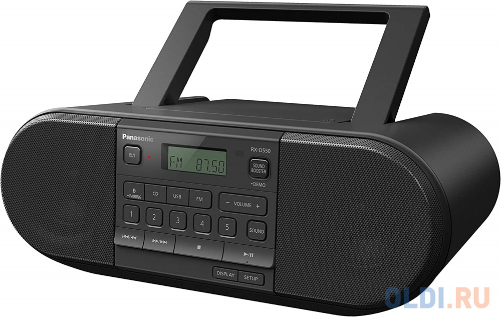 Аудиомагнитола Panasonic RX-D550E-K черный 20Вт CD CDRW MP3 FM(dig) USB BT, размер 346х130х239 мм