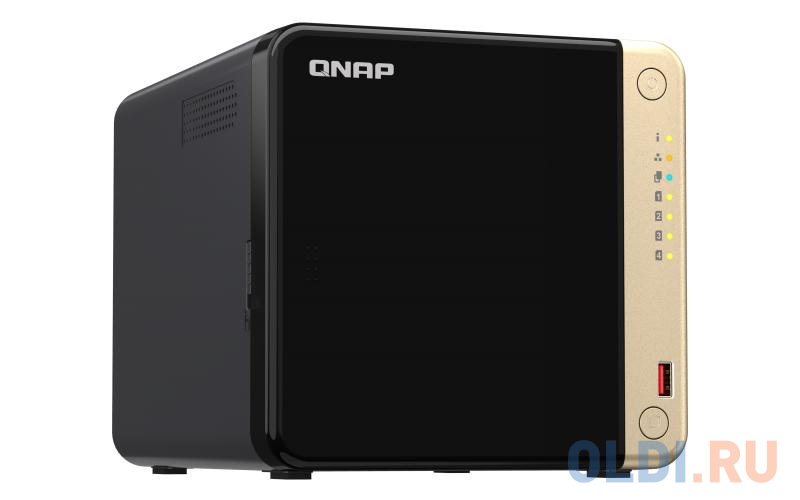 SMB QNAP TS-464-4G NAS 4 HDD trays, 4-core Intel Celeron N5105/N5095 2.0-2.9 GHz, 4 GB RAM (1 x 4 GB) up to 16 GB (2 x 8GB), 2x2.5 Gigabit Ethernet 
