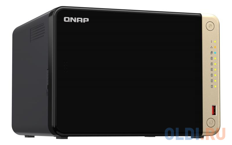 SMB QNAP TS-664-4G NAS 6 HDD trays, 4-core Intel Celeron N5105/N5095 2.0-2.9 GHz, 4 GB RAM (1 x 4 GB) up to 16 GB (2 x 8GB), 2x2.5 Gigabit Ethernet 
