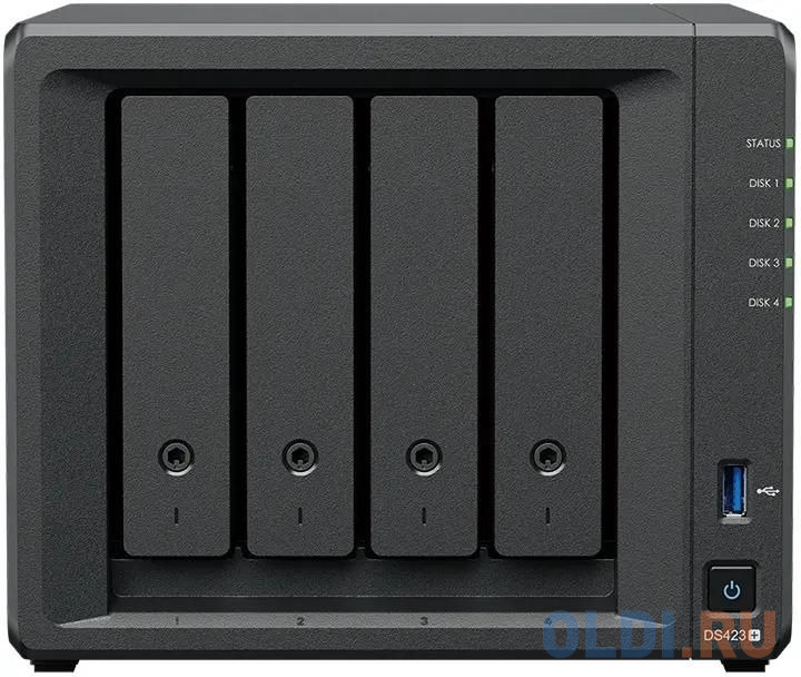 Synology QC2, 0GhzCPU/2GB (upto6)/RAID0, 1, 10, 5, 6/up to 4HDDs SATA (3, 5&#039; or 2, 5&#039;)/2xUSB3.2/ 2GigEth/iSCSI/2xIPcam (up to 40)/1xPS/1YW (repl DS420+) - DS423+