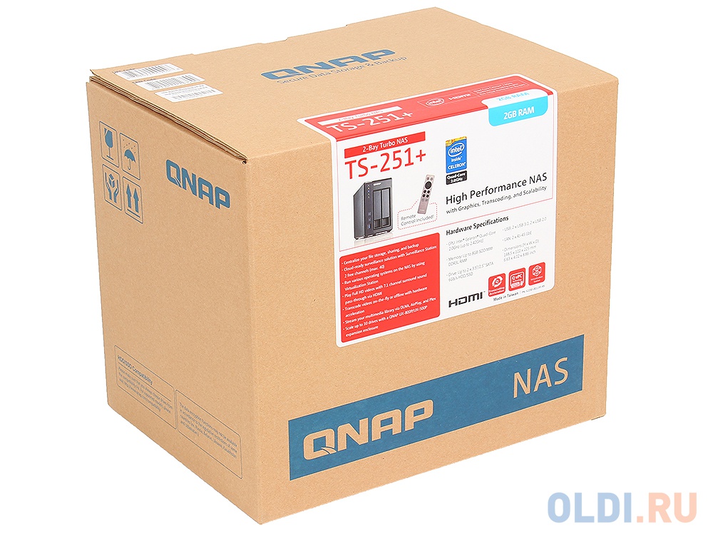 Сетевое хранилище QNAP TS-251+-2G 2x3.5/2.5&quot;HDD от OLDI