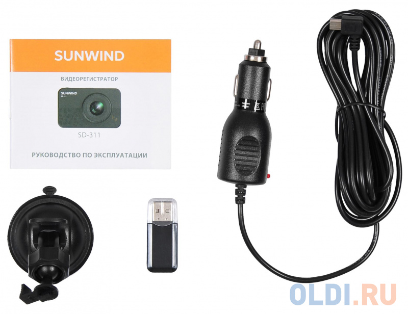 Видеорегистратор SunWind SD-311 черный 1.3Mpix 1080x1920 1080p 140гр. GP6248 фото