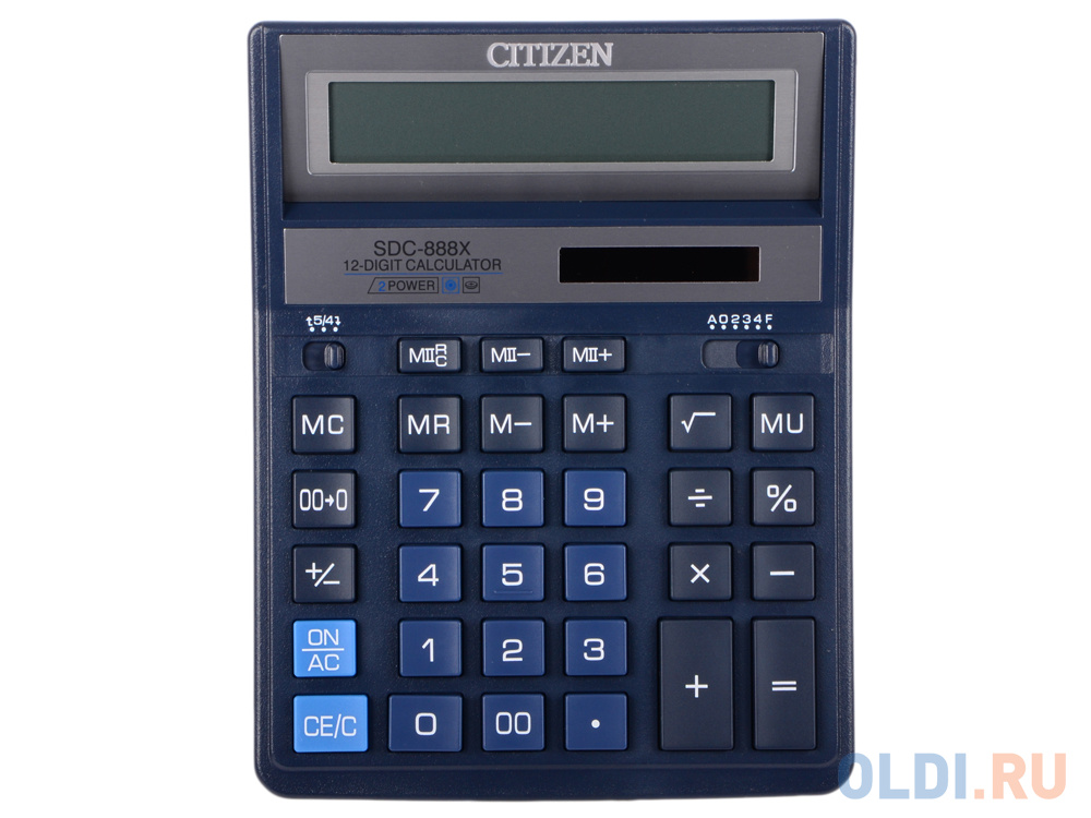 Калькулятор Citizen SDC-888XBL двойное питание 12 разряда бухгалтерский синий - фото 2