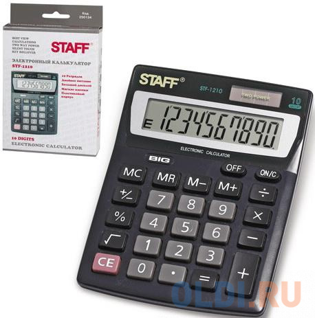 Калькулятор настольный STAFF STF-1210, КОМПАКТНЫЙ (140х105 мм), 10 разрядов, двойное питание, 250134 от OLDI