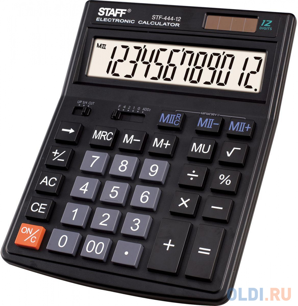 Калькулятор настольный STAFF STF-444-12 (199x153 мм), 12 разрядов, двойное питание, 250303 калькулятор настольный staff plus stf 333 bkbu 12 разрядный 250461
