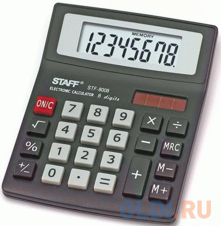 Калькулятор настольный STAFF STF-8008, КОМПАКТНЫЙ (113х87 мм), 8 разрядов, двойное питание, 250147 от OLDI