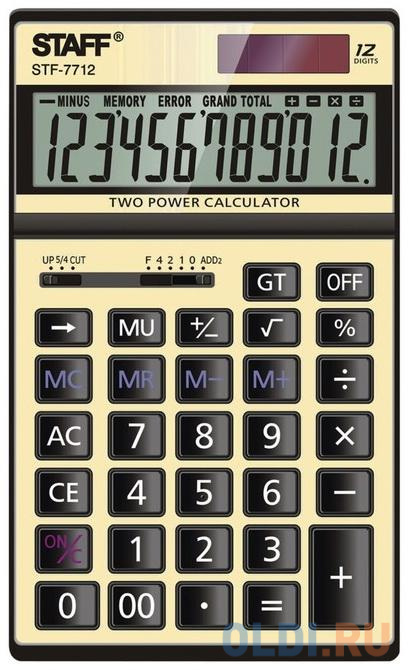 Калькулятор настольный металлический STAFF STF-7712-GOLD (179х107 мм), 12 разрядов, ЗОЛОТИСТЫЙ, блистер, 250306 от OLDI