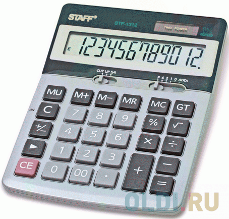 Калькулятор настольный металлический STAFF STF-1312 (170х125 мм), 12 разрядов, двойное питание, 250119 от OLDI