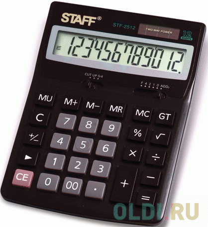 Калькулятор настольный STAFF STF-2512 (170х125 мм), 12 разрядов, двойное питание, 250136 - фото 1