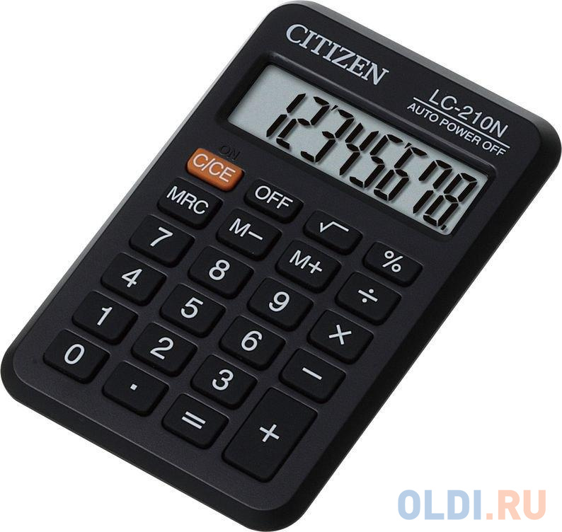 Калькулятор карманный Citizen LC-210NR 8-разрядный черный 250344 - фото 1