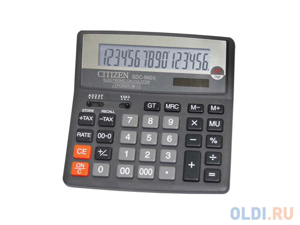Калькулятор Citizen SDC-660II двойное питание 16 разряда бухгалтерский черный