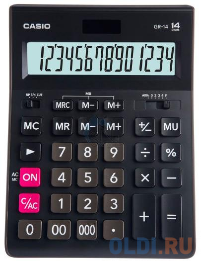 Калькулятор настольный CASIO GR-14-W-EP 14-разрядный черный