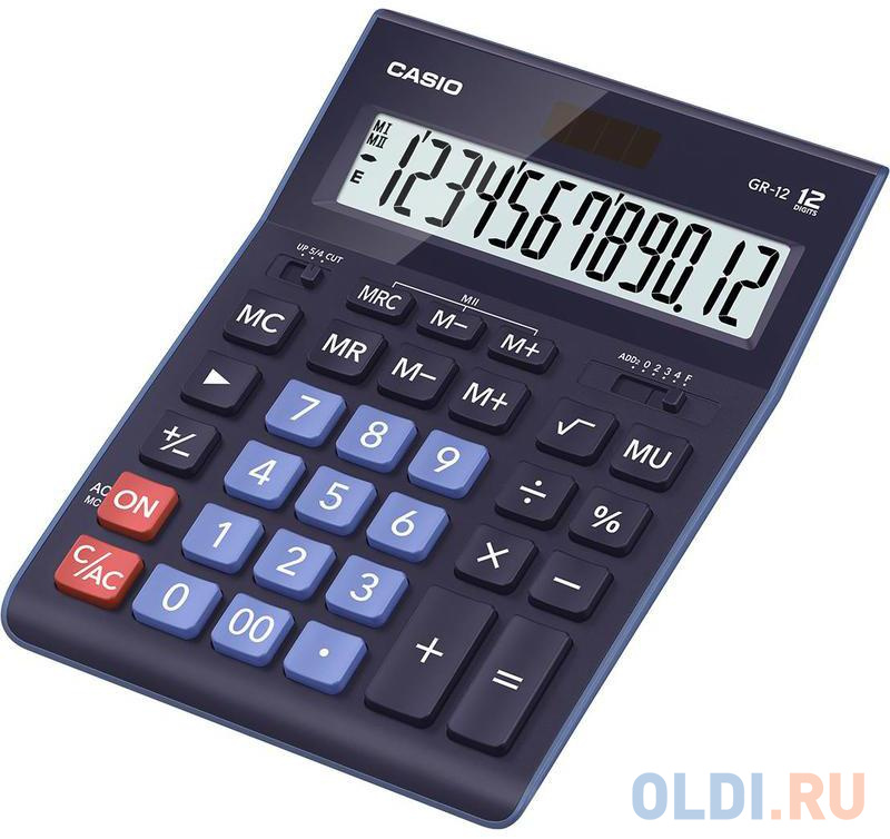 Калькулятор настольный CASIO GR-12BU 12-разрядный синий GR-12-BU-W-EP - фото 1