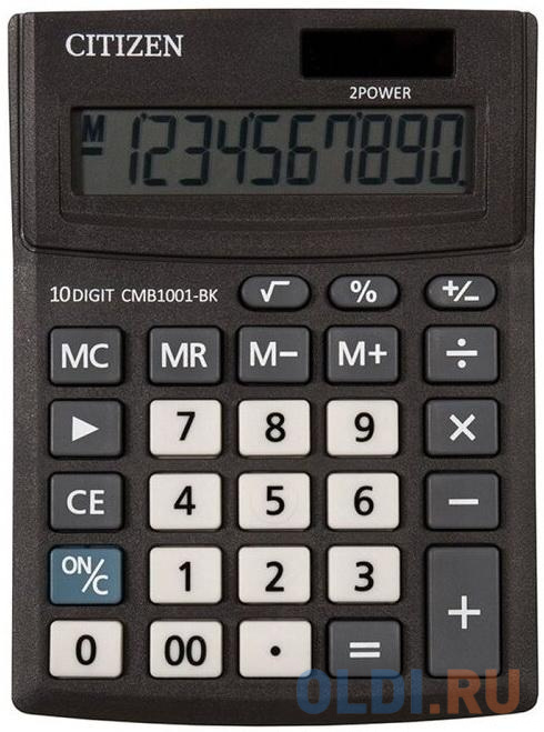 Калькулятор настольный CITIZEN BUSINESS LINE CMB1001BK, МАЛЫЙ (136x100 мм), 10 разрядов, двойное питание 250432 - фото 1