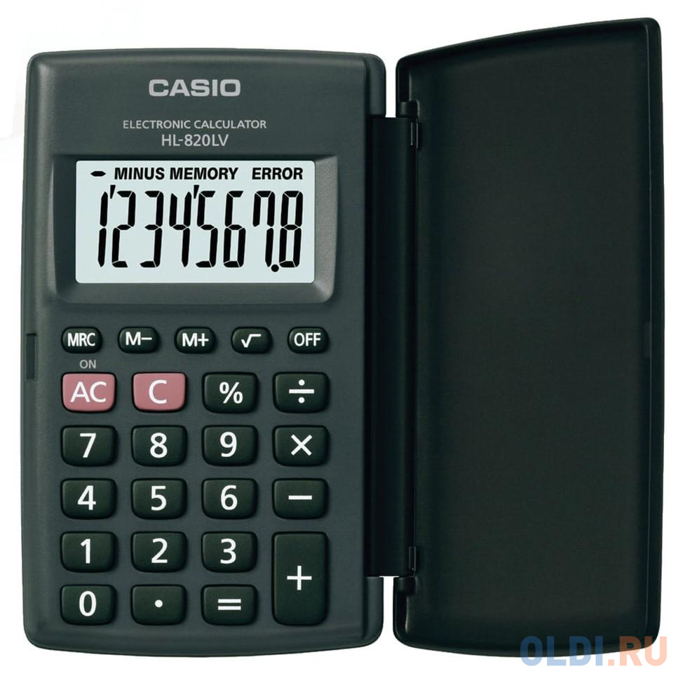 Калькулятор карманный CASIO HL-820LV-BK-S 8-разрядный черный 250399