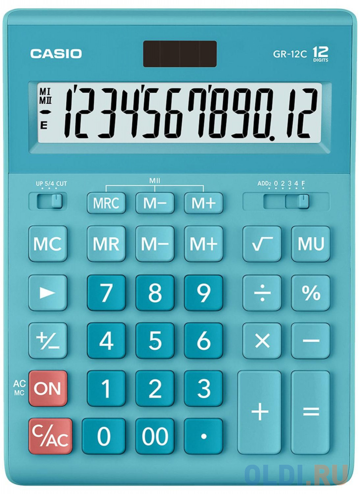 Калькулятор настольный CASIO GR-12С-LB 12-разрядный голубой 250441 - фото 2